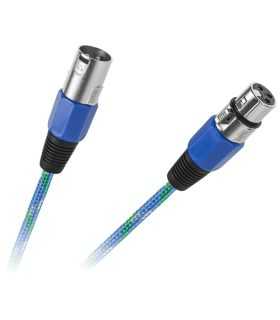 Cablu microfon XLR mama-tata 3m textil albastru Cabletech