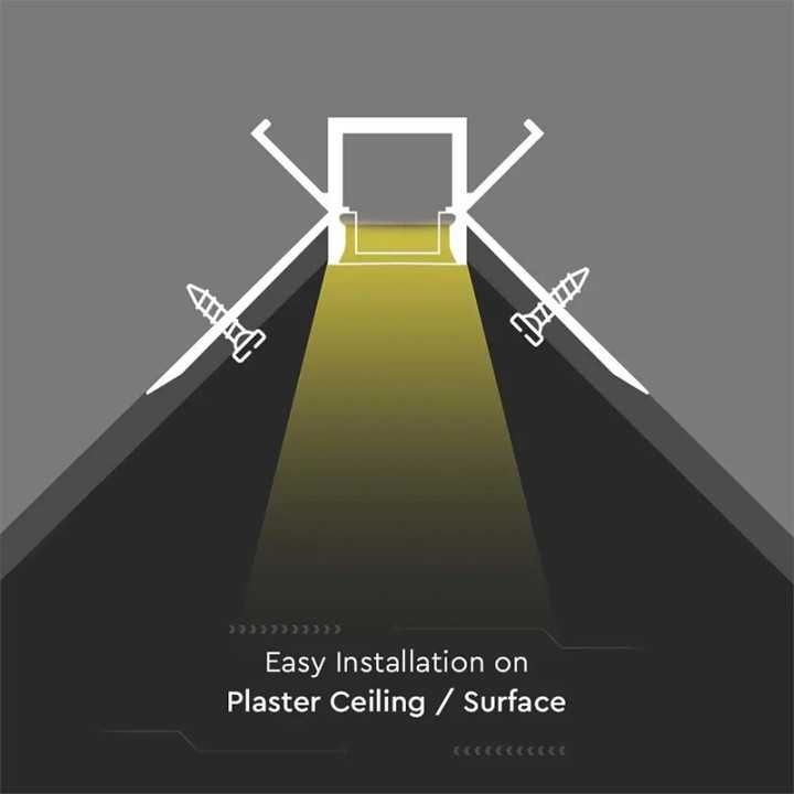 Profil aluminiu banda LED pentru rigips colt interior 2m mat V-tac SKU-3362