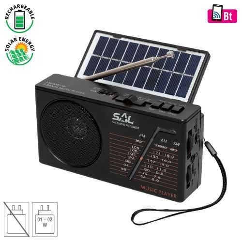 Radio hibrid solar si acumulator 3.7V Bluetooth USB SD SAL RPH 1