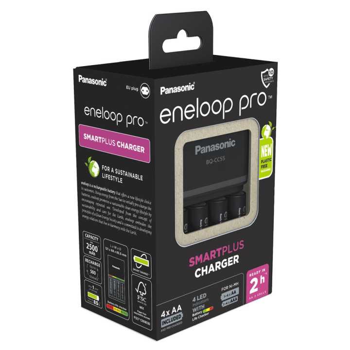 Incarcator Eneloop pro Panasonic SMARTPLUS & Quick NiMH + inclus 4x AA R6 PRO 2500mAh K-KJ55HCD40E