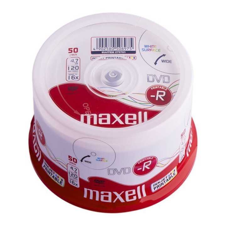 Maxell DVD-R 4.7Gb 120 minute 16X fullprintabil fara carcasa CK50buc 275701 (256) A0115285