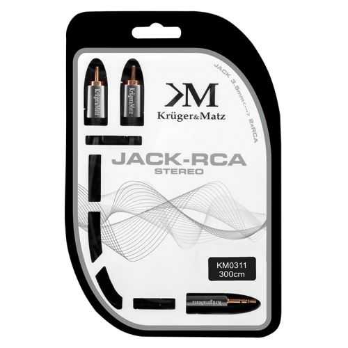 Cablu Jack audio 3.5 mm la 2x RCA 3m STEREO Profesional Kruger&Matz