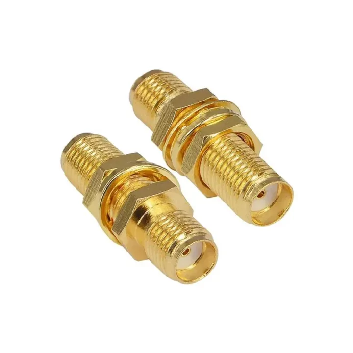 Adaptor convertor antena wifi RF coaxial SMA mama la SMA mama cu piulita 50ohm de inalta calitate cupru placat cu aur