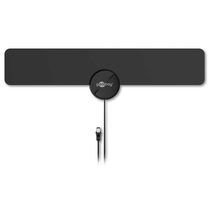 Antena de interior Full HD ultra-plata 16dBi filtru GSM/LTE/4G DVB-T DVB-T2 activa Goobay 67183