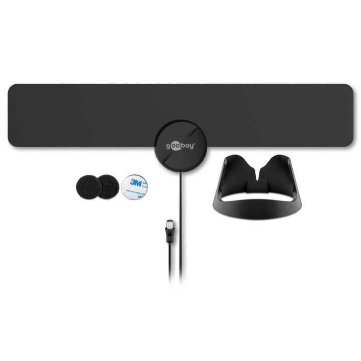 Antena de interior Full HD ultra-plata 16dBi filtru GSM/LTE/4G DVB-T DVB-T2 activa Goobay 67183