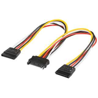 Cablu adaptor de alimentare PC Y SATA 1x tata - 2x mama 0.2m Goobay 95114