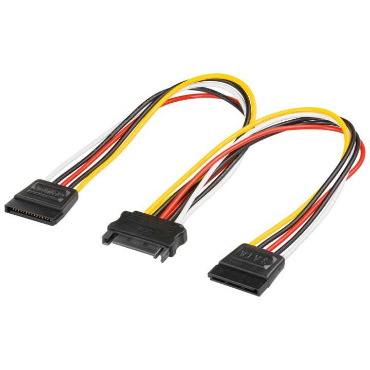 Cablu adaptor de alimentare PC Y SATA 1x tata - 2x mama 0.2m Goobay 95114
