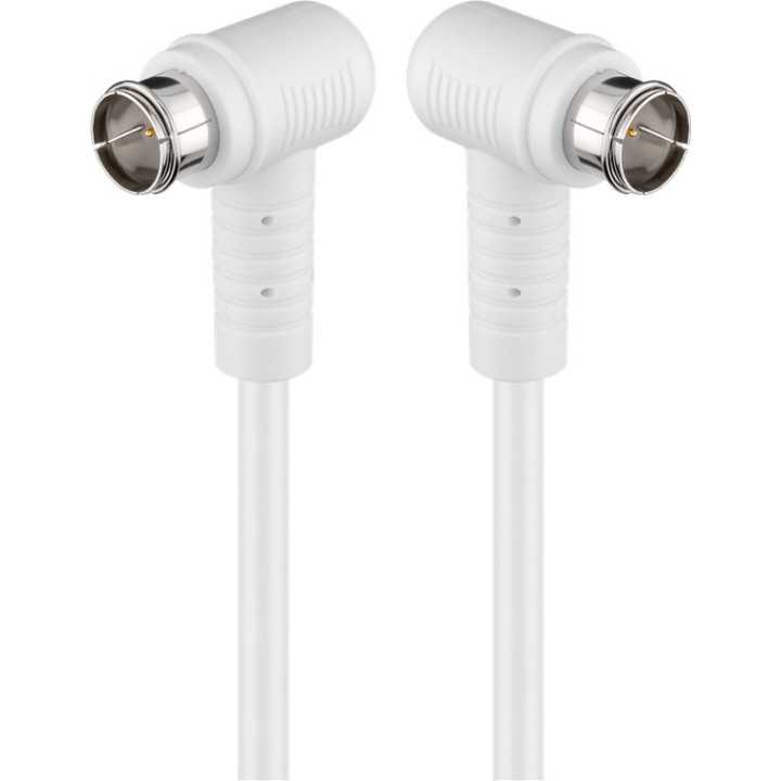 Cablu antena SAT 90 grade 80dB dublu ecranat 1.5m F tata rapida 90 - F tata rapida 90 complet ecranate alb Goobay 67341