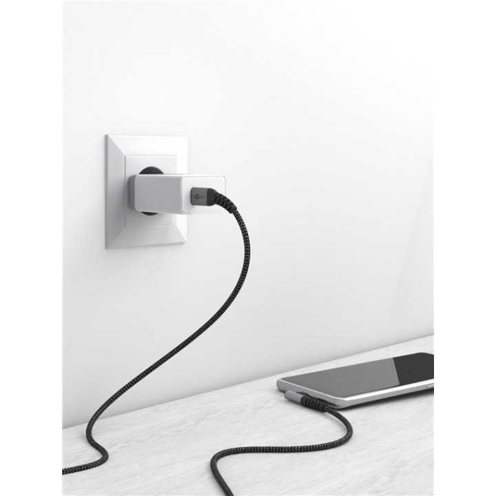Cablu elegant extra-robust textil USB2.0 type C 90 grade - USB type C 2m 60W mufe metalice Goobay 64660