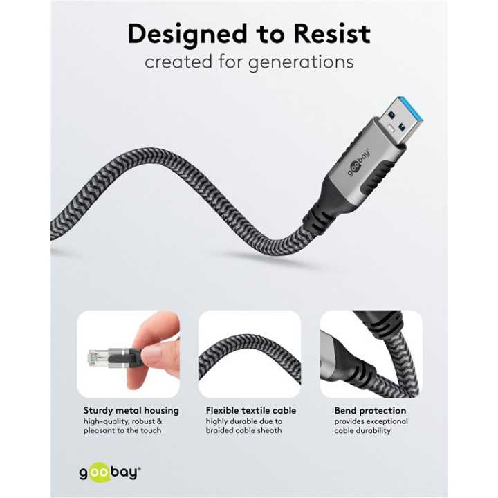 Cablu LAN Ethernet USB-A 3.0 la RJ45 1.5m CAT6 Gbit/s negru Goobay 70497