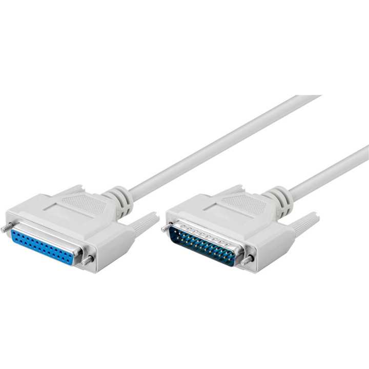 Cablu prelungitor D-SUB/IEEE 1284 25 pini tata/mama 1.8m gri serial 1:1 Goobay 50541
