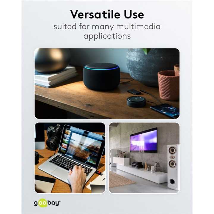 Cablu stereo premium extrem de flexibil textil 3m Jack 3.5 mm tata - 2x RCA tata negru Goobay Plus 65289