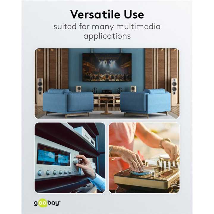 Cablu subwoofer premium flexibil RCA Y 3m RCA tata - 2x RCA tata negru Goobay Plus 65301