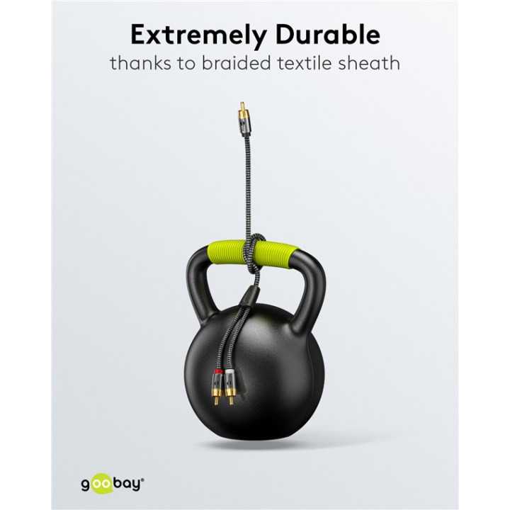 Cablu subwoofer premium flexibil RCA Y 5m RCA tata - 2x RCA tata negru Goobay Plus 65302