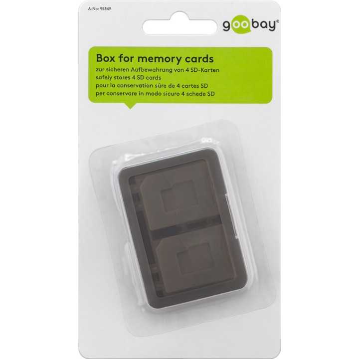 Cutie de stocare 4 carduri de memorie SD/Micro SD/MMC Goobay 95349