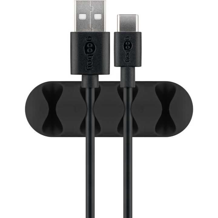 Organizator cabluri 4 sloturi negru set 2buc Goobay 70406