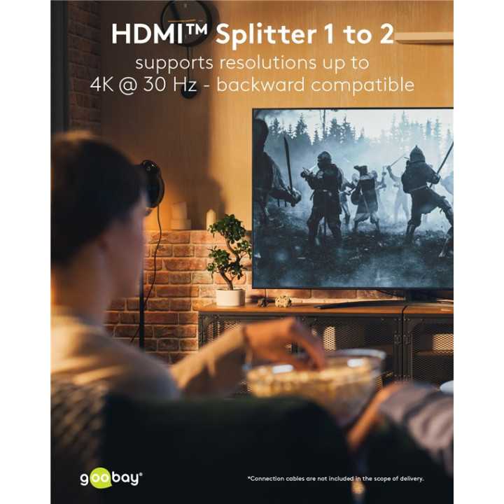 Splitter HDMI V1.4 1 intrare la 2 iesiri 4K30Hz 1080p60Hz Goobay 58480