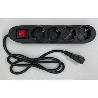 Cablu de alimentare IEC320-14 tata - 4x SCHUKO mama 1m 3x1.5mm2 16A conductor cupru