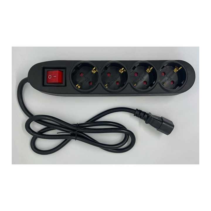 Cablu de alimentare IEC320-14 tata - 4x SCHUKO mama 1m 3x1.5mm2 16A conductor cupru