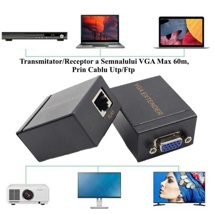 Extender VGA 60m prin cablu UTP/FTP CAT5/CAT6