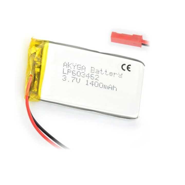 Acumulator Lithium Polymer 06031 1400mAh 1S 3.7V fir cu conector JST-BEC 62x34x6mm AKYGA Battery