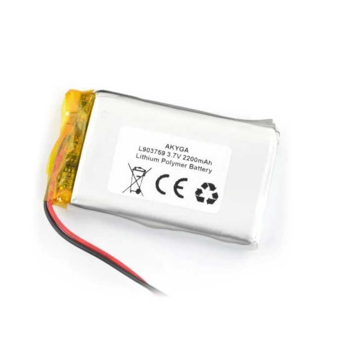 Acumulator Lithium Polymer 06034 2200mAh 1S 3.7V cablu 50mm 59x37x9mm AKYGA Battery
