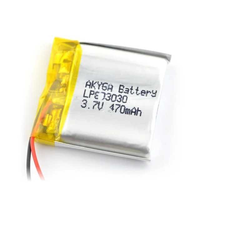 Acumulator Lithium Polymer 06049 470mAh 1S 3.7V cablu 50mm 30x30x6mm AKYGA Battery