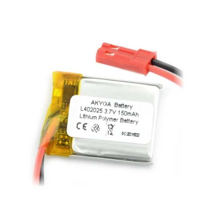 Acumulator Lithium Polymer 06050 150mAh 1S 3.7V fir cu conector JST-BEC 25x20x4mm AKYGA Battery