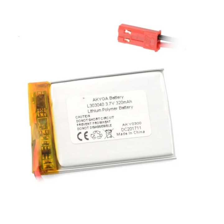 Acumulator Lithium Polymer 12207 320mAh 1S 3.7V conector JST-BEC 40x30x3mm AKYGA Battery