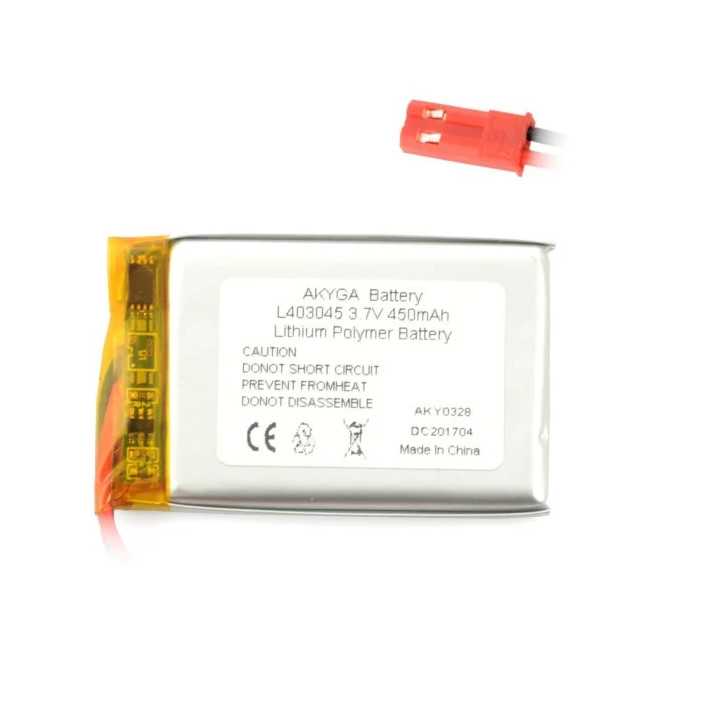 Acumulator Lithium Polymer 12209 450mAh 1S 3.7V conector JST-BEC 45x30x4mm AKYGA Battery