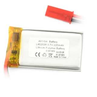 Acumulator Lithium Polymer 12210 220mAh 1S 3.7V conector JST-BEC 36x20x4mm AKYGA Battery