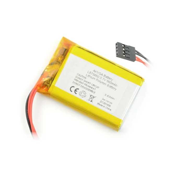 Acumulator Lithium Polymer 12661 980mAh 1S 3.7V 4 fire 2.54mm conector 50x34x6mm AKYGA Battery