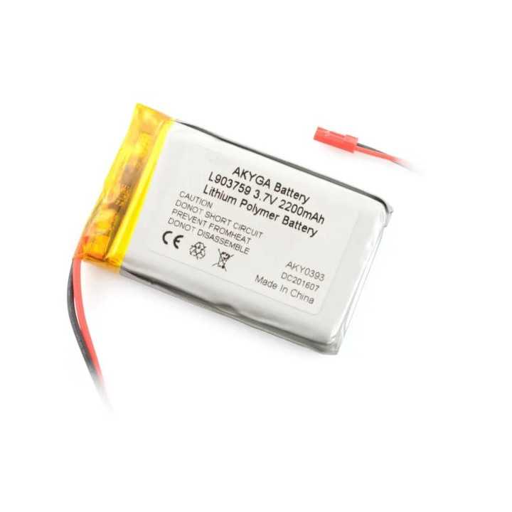 Acumulator Lithium Polymer 12662 2200mAh 1S 3.7V conector JST-BEC 59x37x9mm AKYGA Battery