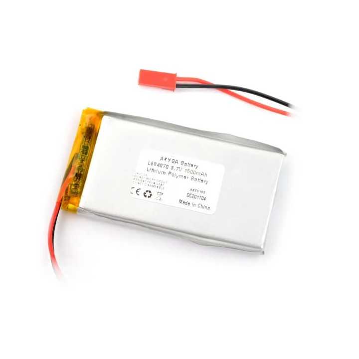 Acumulator Lithium Polymer 13621 1500mAh 1S 3.7V conector JST-BEC 70x40x6mm AKYGA Battery