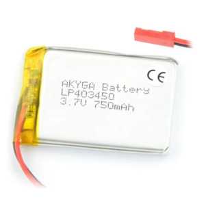 Acumulator Lithium Polymer 06033 750mAh 1S 3.7V conector JST-BEC 50x34x4mm AKYGA Battery