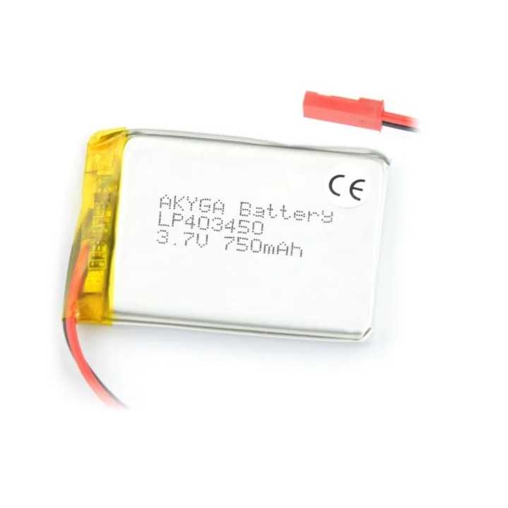 Acumulator Lithium Polymer 06033 750mAh 1S 3.7V conector JST-BEC 50x34x4mm AKYGA Battery