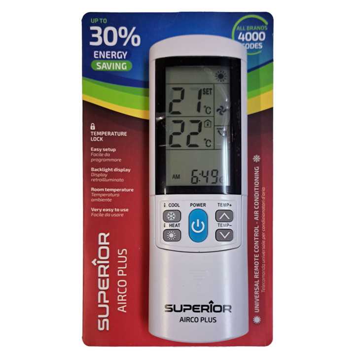 Telecomanda universala 4000 coduri pentru Aer Conditionat AIRCO PLUS Blocaj Temperatura / Temperature Lock Display Luminat Afisa