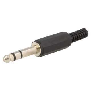 Mufa Jack 6.3 mm tata stereo cu manson plastic drept pe cablu NINIGI JC-015