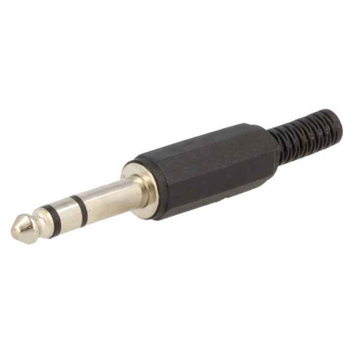 Mufa Jack 6.3 mm tata stereo cu manson plastic drept pe cablu NINIGI JC-015
