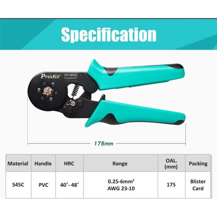 Cleste sertizat profil hexagonal 175mm Pro`sKit CP-463G