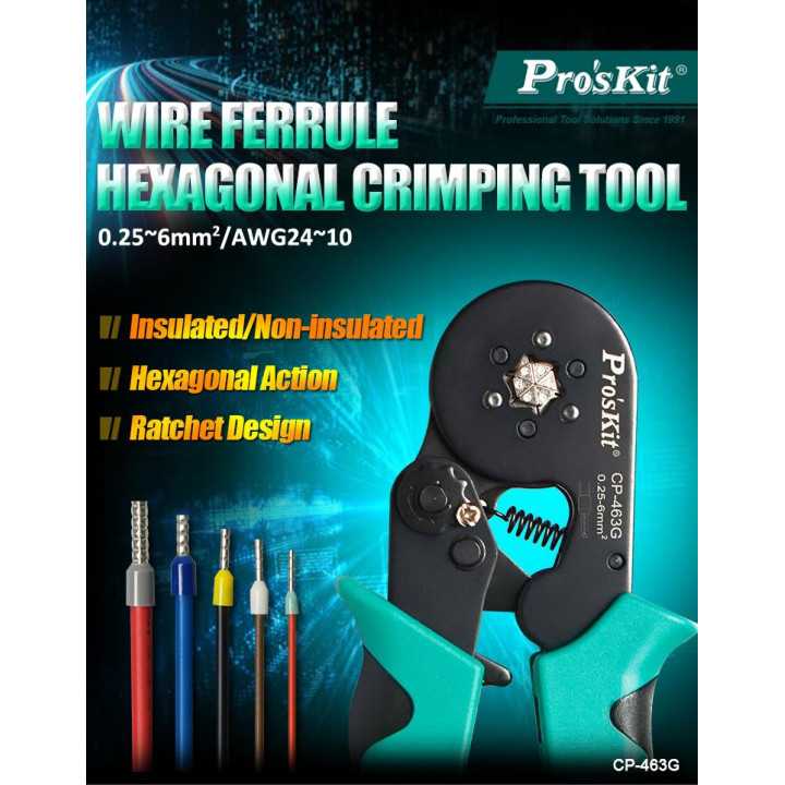 Cleste sertizat profil hexagonal 175mm Pro`sKit CP-463G