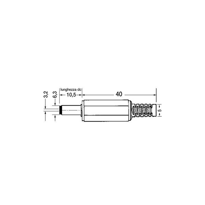 Mufa alimentare DC tata pe cablu 6.3x3.1 mm cu protectire cablu negru GBC 29.0483.00