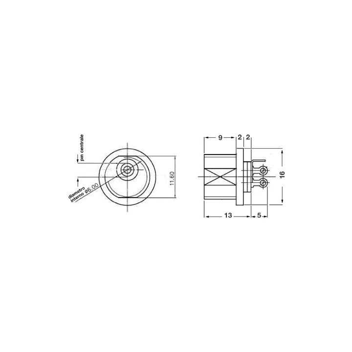 Mufa alimentare pe panou 5.5x2.5 mm 3A-24VDC GBC 29.0628.00