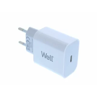Incarcator retea - USB type C PD 20W alb Well PSUP-USB-WPD12003WE-WL