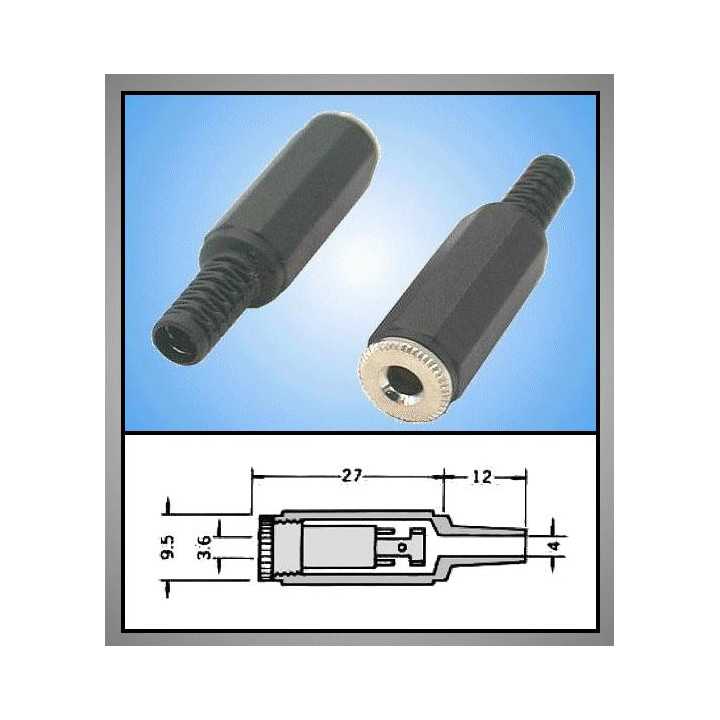Mufa Jack 3.5 mm mama mono cu manson drept pe cablu JC-121
