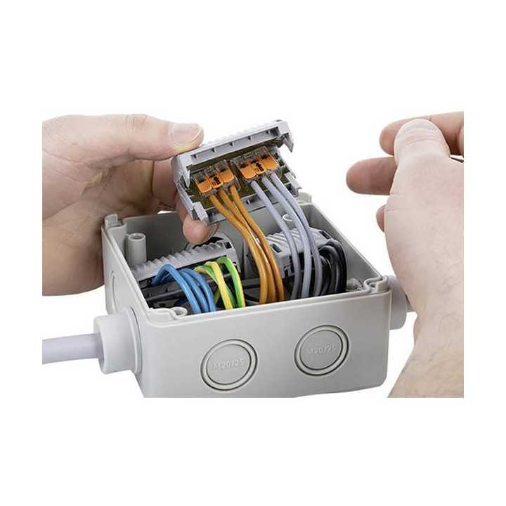 WAGO GELBOX 6 poli derivatie cabluri pentru conectori seriile 221/ 2273 max. 4mm2 IPX8 gri 207-1333