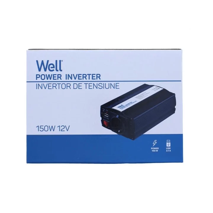 Invertor de tensiune 12V-230V 150W si USB 5V 500mA Well