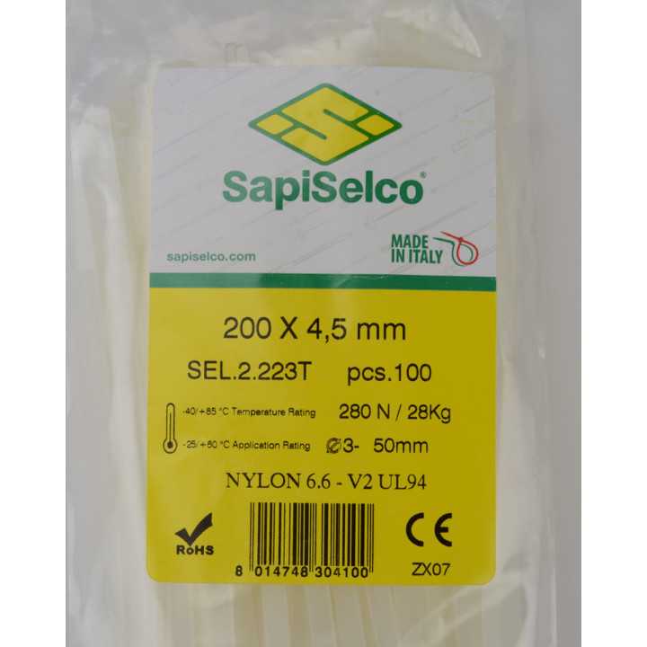 Set etichete 200x4.8mm coliere nylon 100buc SEL.2.223T SapiSelco Italy