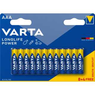 Set baterii alcaline R3 AAA 8+4buc/blister Longlife Power Varta 4903/8+4B