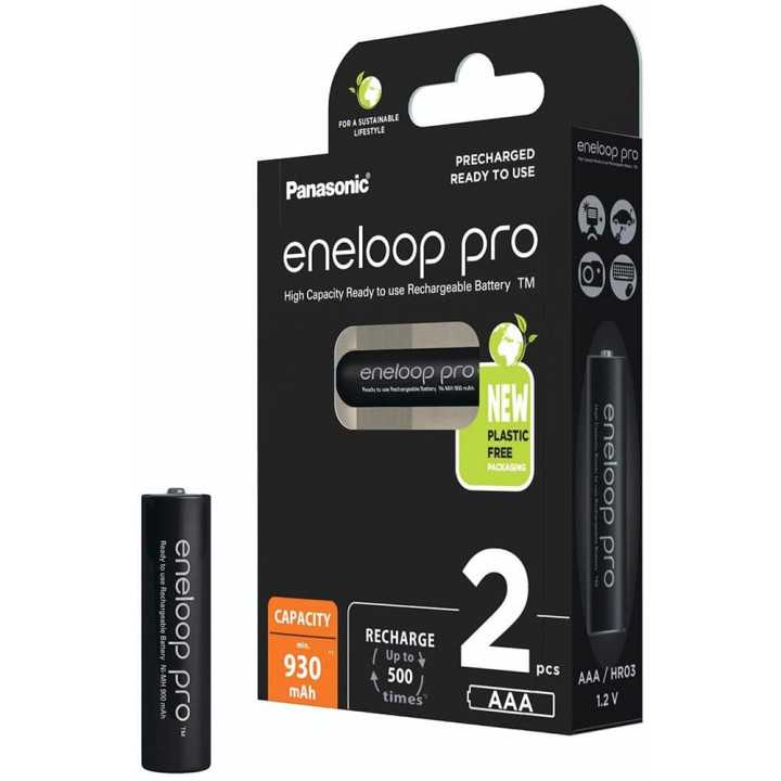 Set acumulatori Panasonic Eneloop Ni-MH 2x AAA (R3) 930mA PRO 2buc BK-4HCDE/2BE